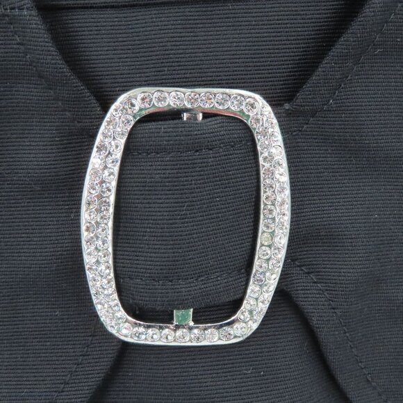 David Meister Womens 2 Black V Neck Sleeveless Sheath Cocktail Dress Rhinestone - Picture 3 of 10